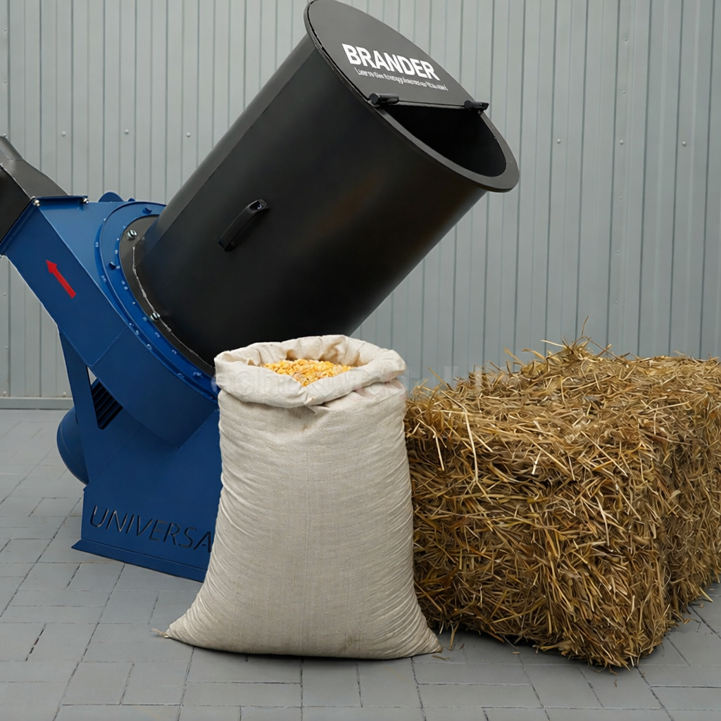 Stationary universal shredder for straw and grain - 400V / 11kW