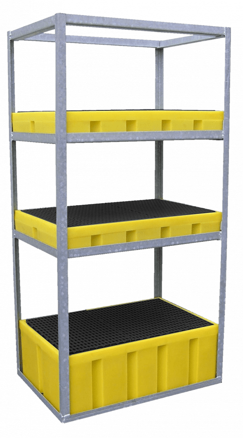 EMP 3-tier shelving unit without drip trays - hot-dip galvanized steel
