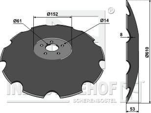 BL30143 Gezahnte Scheibe mit flachem Ansatz - Ø610
