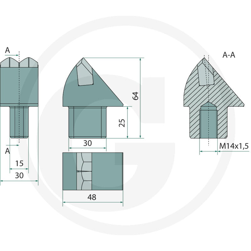 Carbide Hammer Hard Metal - suitable for Berti CKT/FX, PARK/FX, KX/SSL, ET/FX