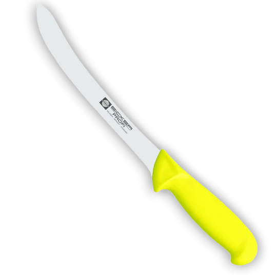 messer, gekrümfte_klinge, gelbes_griff, edelstahl, küchenmesser