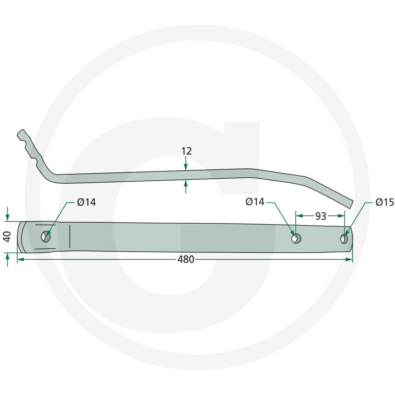 Zinkenarm 480mm - passend zu Kuhn GF 422, 4000M, 4000T, 4201MH, 6001MH, 6301MH, 6301MHO