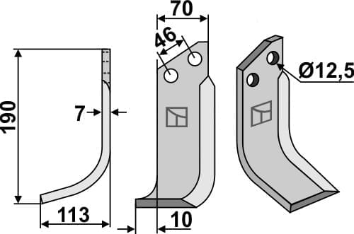 BL6278 Fräsmesser 190x70mm, links - passend zu Muratori 12000600 / Sovema 900111002
