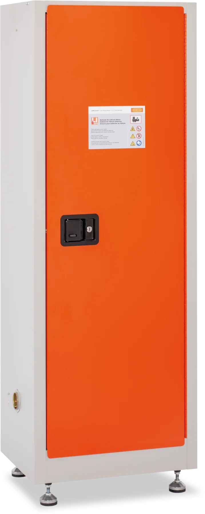 CEMO Akku-Lagerschrank für Lithium-Akkus – 1650 × 600 × 460 mm, 3 Fachböden, abschließbar