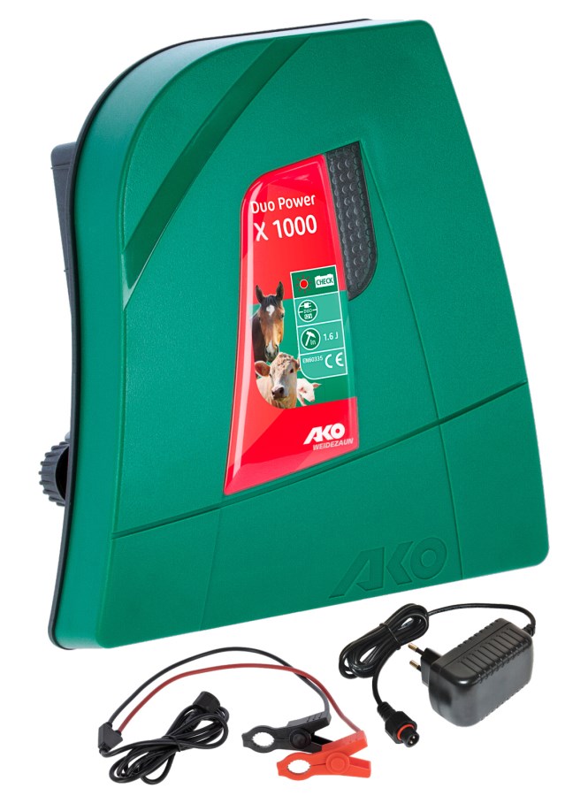 AKO Duo Power X 1000 Weidezaungerät | 12/230V DUO Gerät | 1,6 Joule | Für Pferde, Geflügel & kleine Zaunanlagen