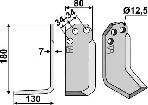 BL5018 Fräsmesser 180x80mm links - passend zu Agritalia / Carraro