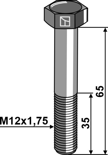 Hex bolt M12x1.75x65 without nut
