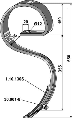 BL1.0463 Kultureggenzinken 550mm