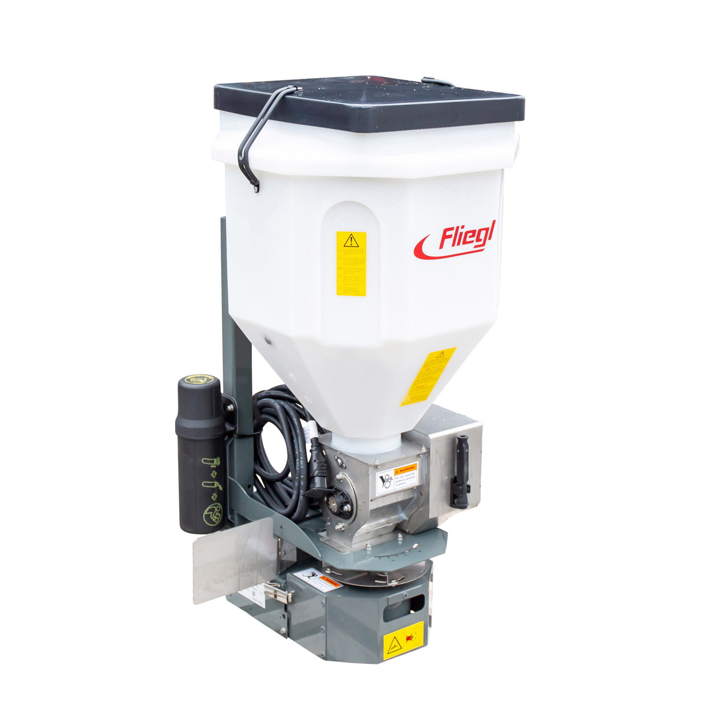 Fliegl Electric Salt and Fertilizer Spreader 90 l | Plastic Container | Cat. I & II | Spreading Width up to 6 m