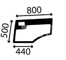 Door window, lower left - suitable for Weidemann cab LK116