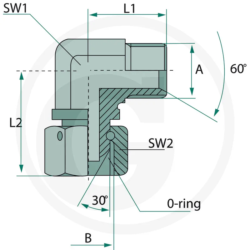 Winkeladapter 90° - IG M12x1,5 / AG M12x1,5