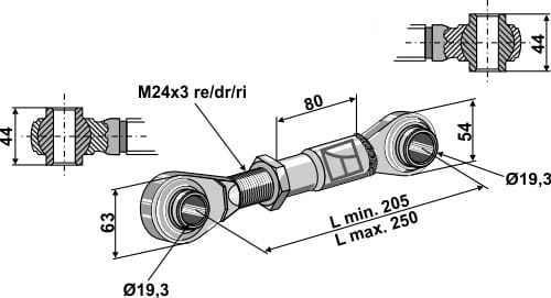 Oberlenker mit gehärteten Kugelaugen M24x3