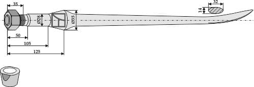 BL2581 Löffelzinken 1400mm / M22x1,5 - Frost 17057