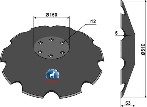 ET66833 Gezahnte Scheibe mit flachem Ansatz Ø510 - passend zu Kuhn H2203180