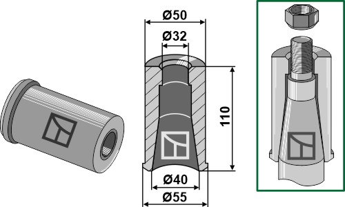 Douille à souder 110 mm - pour dents à filetage M30