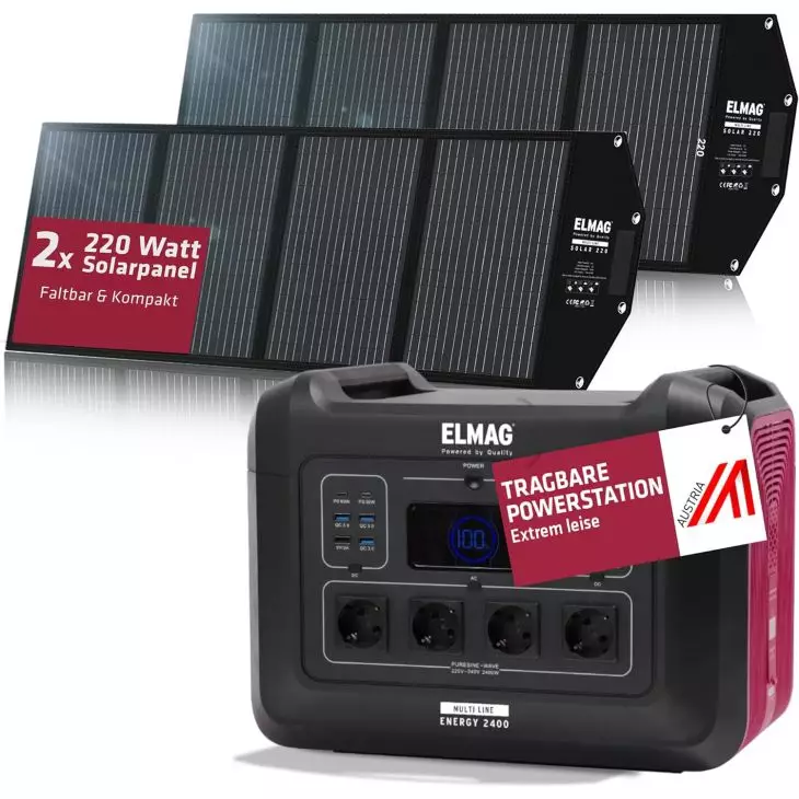 ELMAG Solargenerator-Set ENERGY 2400 + SOLAR 220 DUO, 2,232 kWh, 2400 W