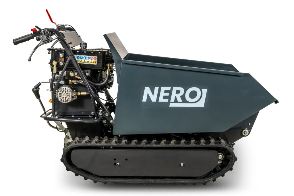 Nero RD-500 tracked dumper – 500 kg dumper with 9 hp petrol engine & hydraulic tipping skip