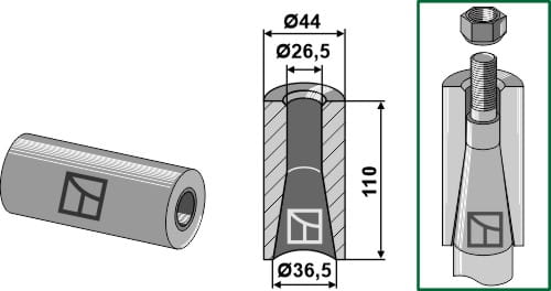 Douille à souder 110 mm - pour dents à filetage M24