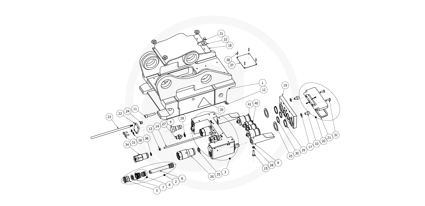 Spare parts OQ 40/24E - Quick coupler with locking ring secured quick couplings (1/2”+1/4”)