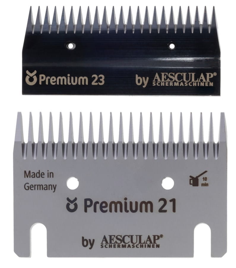 Aesculap Schermesser-Set Premium Rind - Zähne Obermesser 23, Untermesser 21 / Schurhöhe 2-4mm