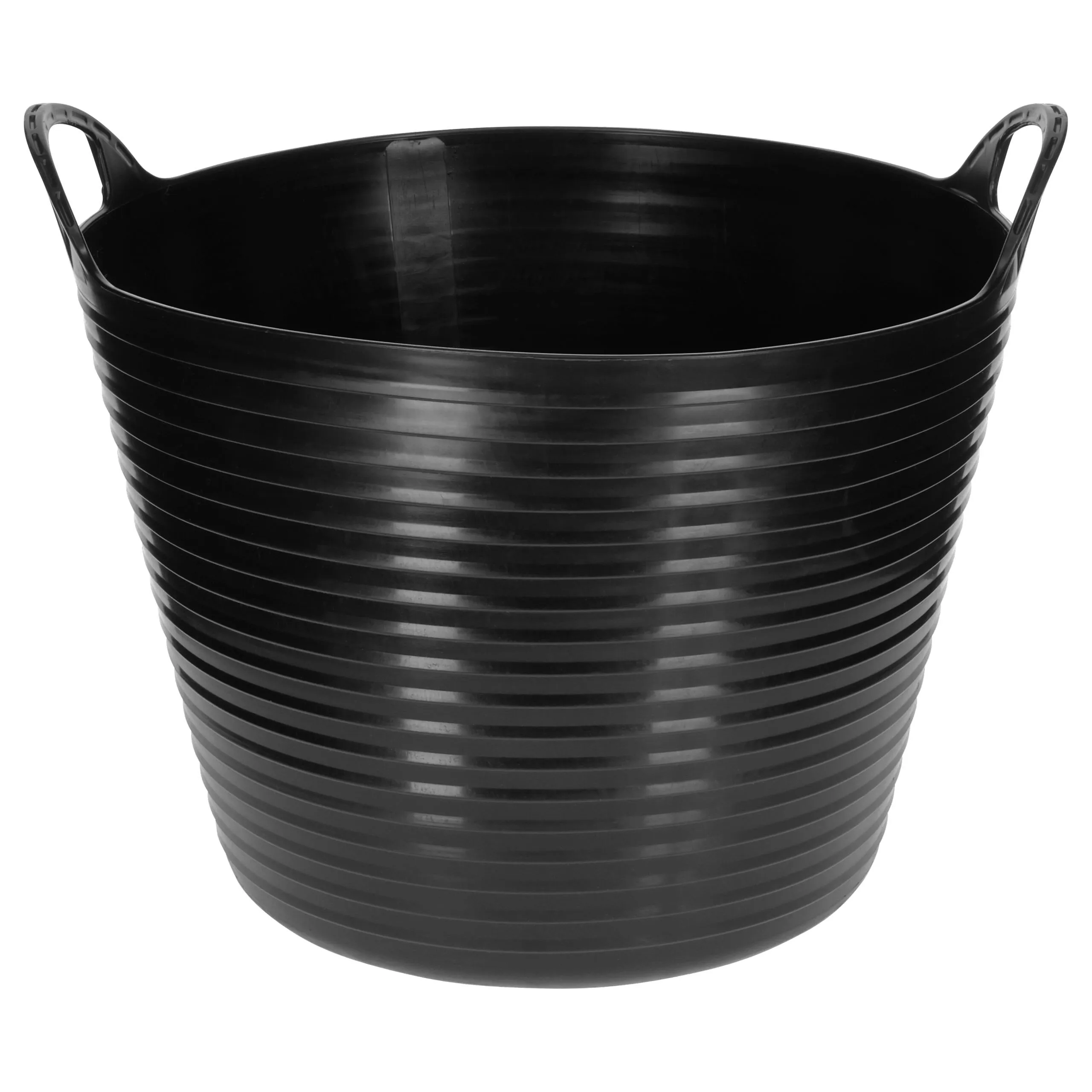 Flexibler Trog FlexBag 28L – Großer robuster Kunststoffkorb mit Griffen für Stall, Garten & Transport | Farbe: schwarz