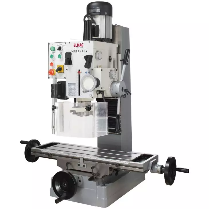 ELMAG geared milling and drilling machine – 45 mm drilling capacity in steel, 12 speeds up to 3,200 rpm, swiveling milling head ±90° Copy