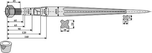 BL181109 Frontladerzinken 1100mm / M22x1,5
