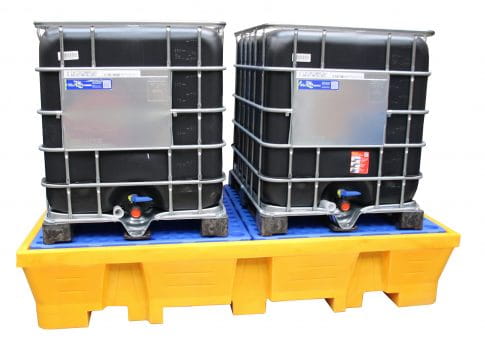 EMP Auffangwanne 1050 Liter – Für 2 IBC oder 8 Fässer - unterfahrbar | Gitterrost: Polyethylen (PEHD)