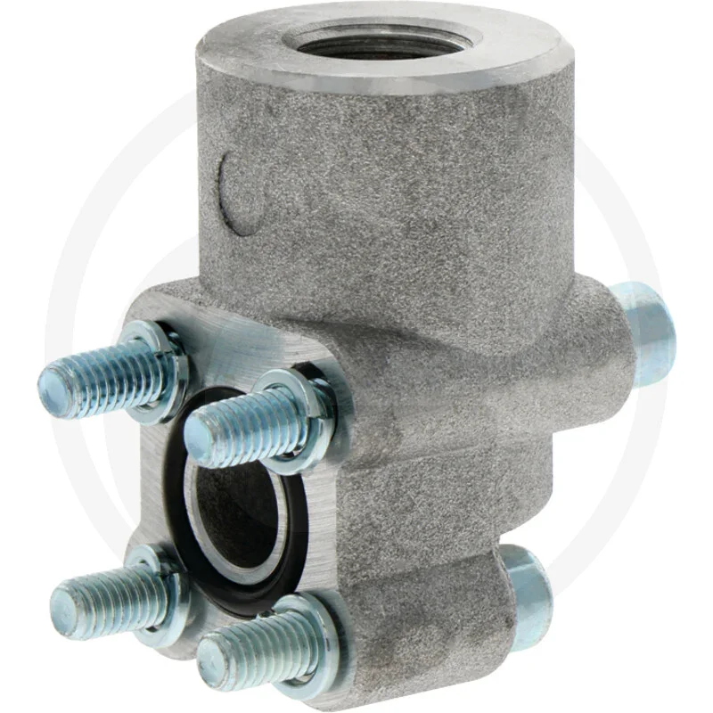 Winkel Pumpenflansch Aluminium - Anschluss 3/8" BSP /  2x M6 x 30, 2x M6 x 40