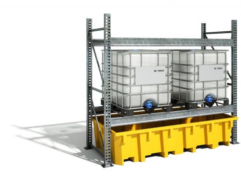 EMP Auffangwanne für 2 IBC-Container oder 8 Fässer - 1330 L - ohne Gitterrost