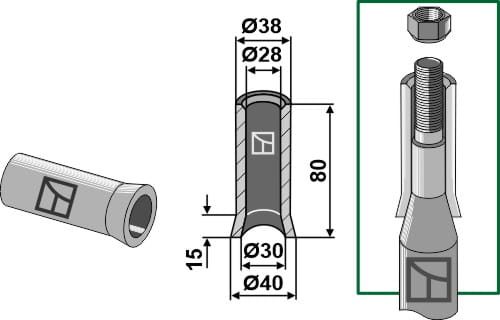 Weld-in bushing 80 mm
