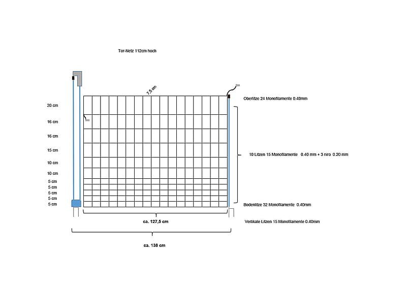 Euro net door Jumbo 112/2 - 1.20 m wide