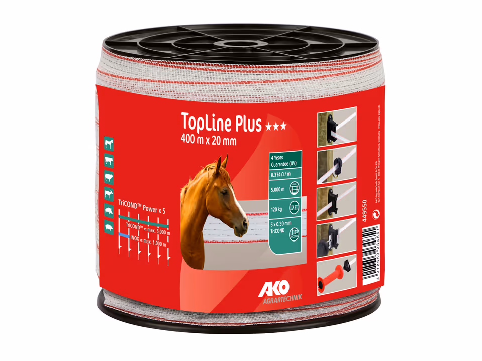 Band Top Line Plus 400m, 20mm 5x0.30TriCond, weiß/rot