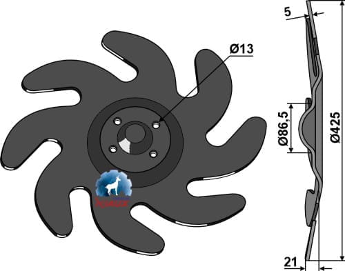 BL22736 Nivellierstern 425mm rechts - passend zu Väderstad 443680 / 459685 / 473586