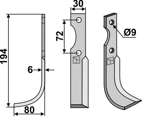 Milling cutter 194x30mm, left - suitable for Casorzo
