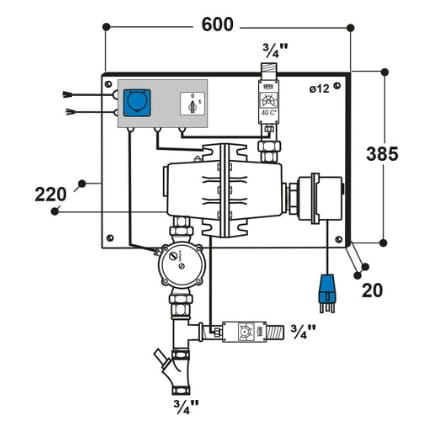 Suevia heating unit model 317, 230 V, 3000 W, pump 93 W