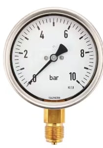 Manometer Ø100 0-10 bar ½" bottom - dry