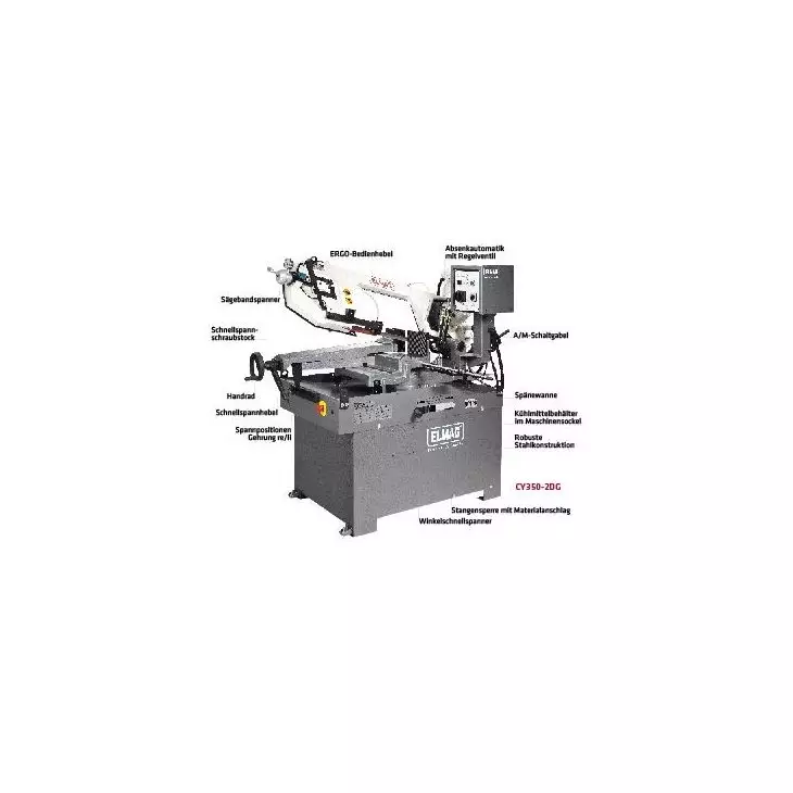 Elmag Metallbandsägemaschine - 350x220 mm Schnittbereich, 750/1500 W Motor, hydraulische Absenkautomatik