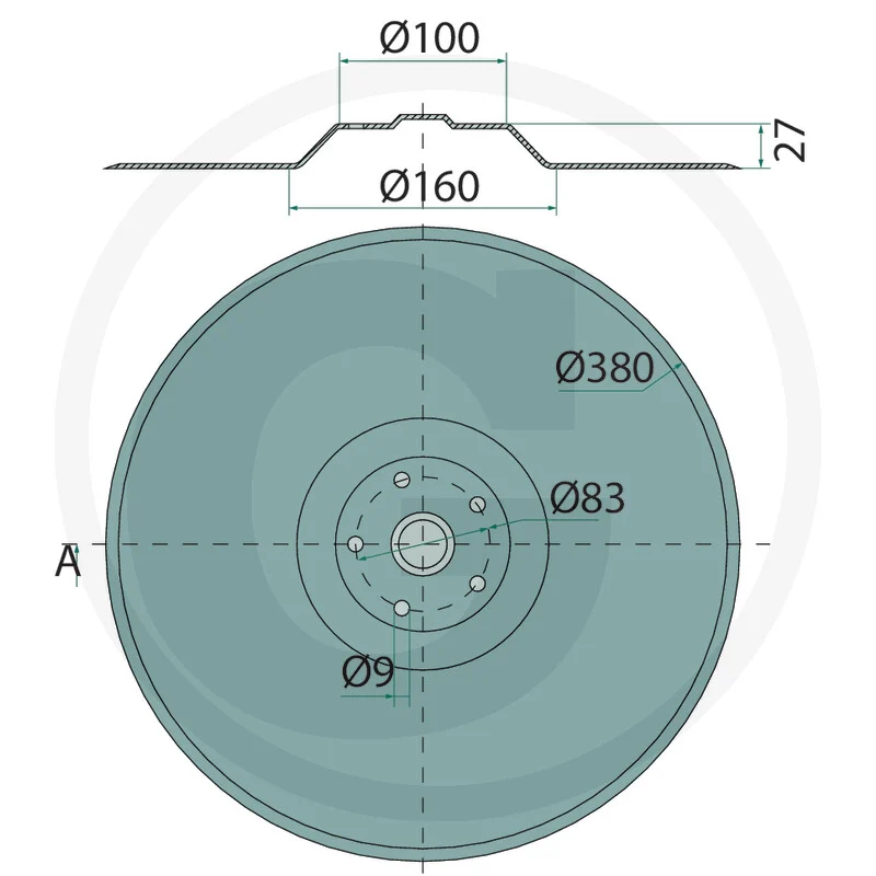 Disque à graines lisse, Ø 380 x 3 mm - convient pour Pöttinger Terrasem