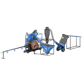 Briquette production line for biomass – up to 350 kg/h, mechanical piston press, 50 mm briquettes