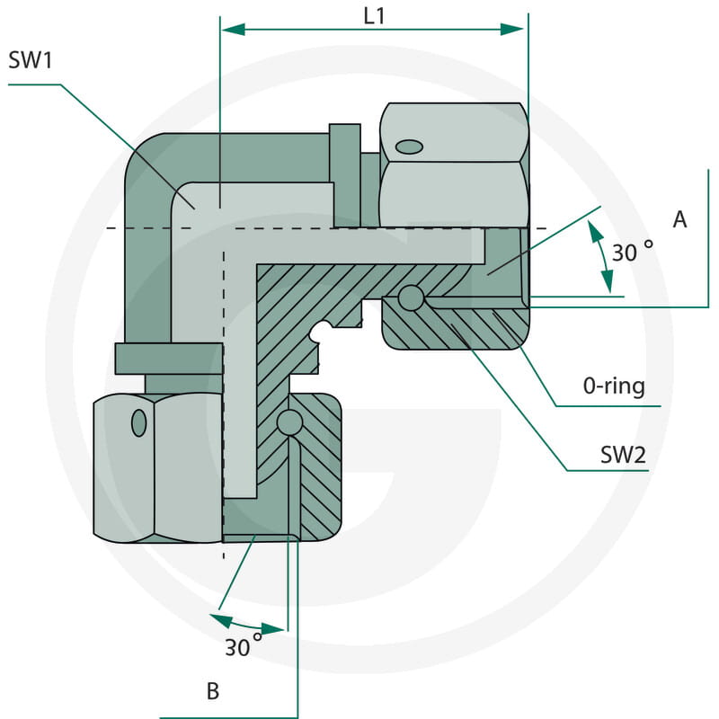 Winkeladapter 90° - IG M12x1,5 / IG M12x1,5