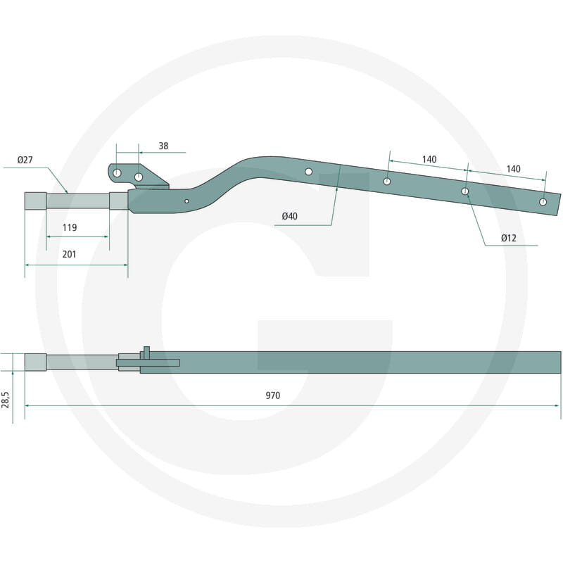 Kuhn Zinkenarm Rechtsdrehend - GA 4121GM, 4121GTH, 4321GM, 4521GM, 4521GTH, 7822, 15021, 15021 H, 15021 P