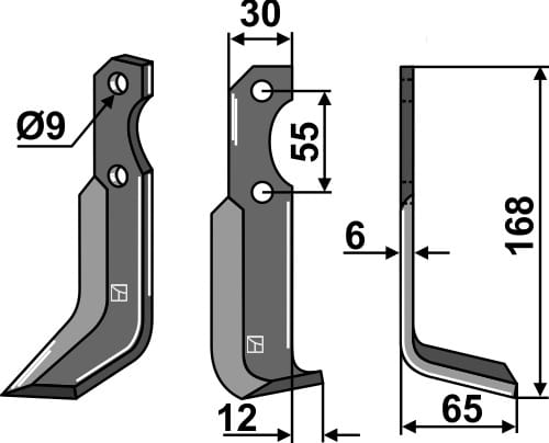 Fräsmesser 168x30mm, rechts - passend zu Bertolini