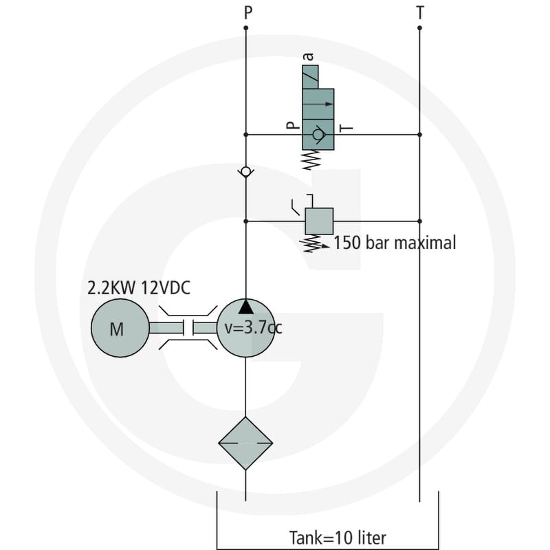 Hydraulik Kompaktaggregat 12V / 2,1kW / 3,7ccm / Steuerung 2/2-Wege Senkventil 12V(DC)