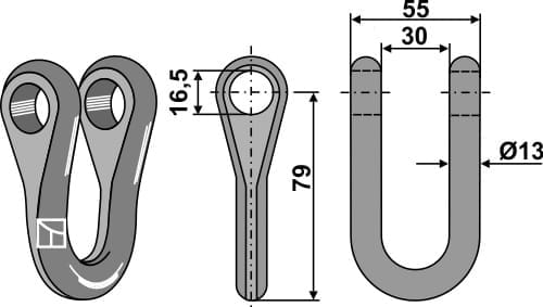 BL28120 Schäkel Ø16,5 - passned zu Berry D14 / Bomford 7191332 / Mc Connel 7191332 / Noremat 103086