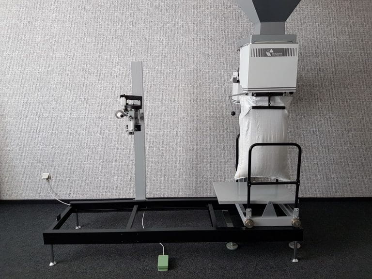 Transport trolley for packaging lines – Automatic bag transport & unloading