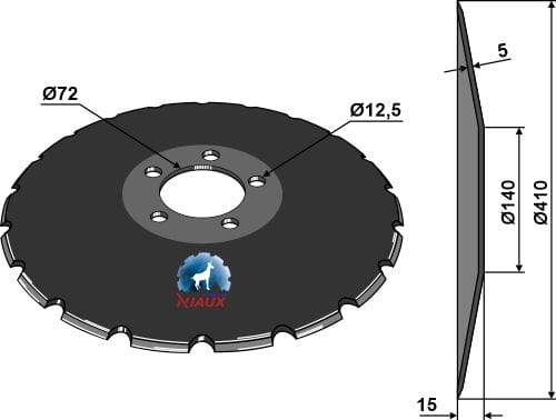 Disque de semis Ø410x5 CX-Mulch - convient pour Kverneland, Accord