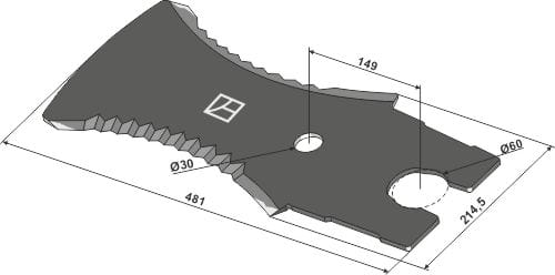 Ladewagenmesser 481mm - passend zu Claas Cargos 9600, 9500, 9400, 8500, 8400, 8300