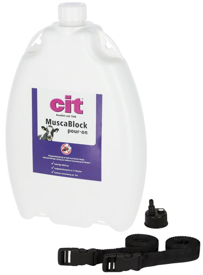 Cit MuscaBlock pour-on 2500ml – Fliegenmittel für Rinder mit Langzeitwirkung bis 11 Wochen