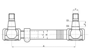 Steering pushrod - suitable for Case IH 323, 353, 383, 423, 453, E353, E423
